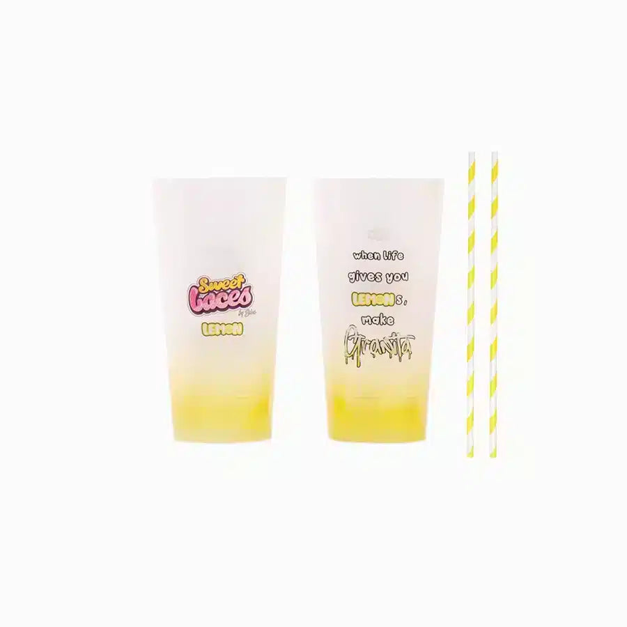 service Lemon de la marque de lacets de couleurs Sweetlaces avec gobelets et pailles