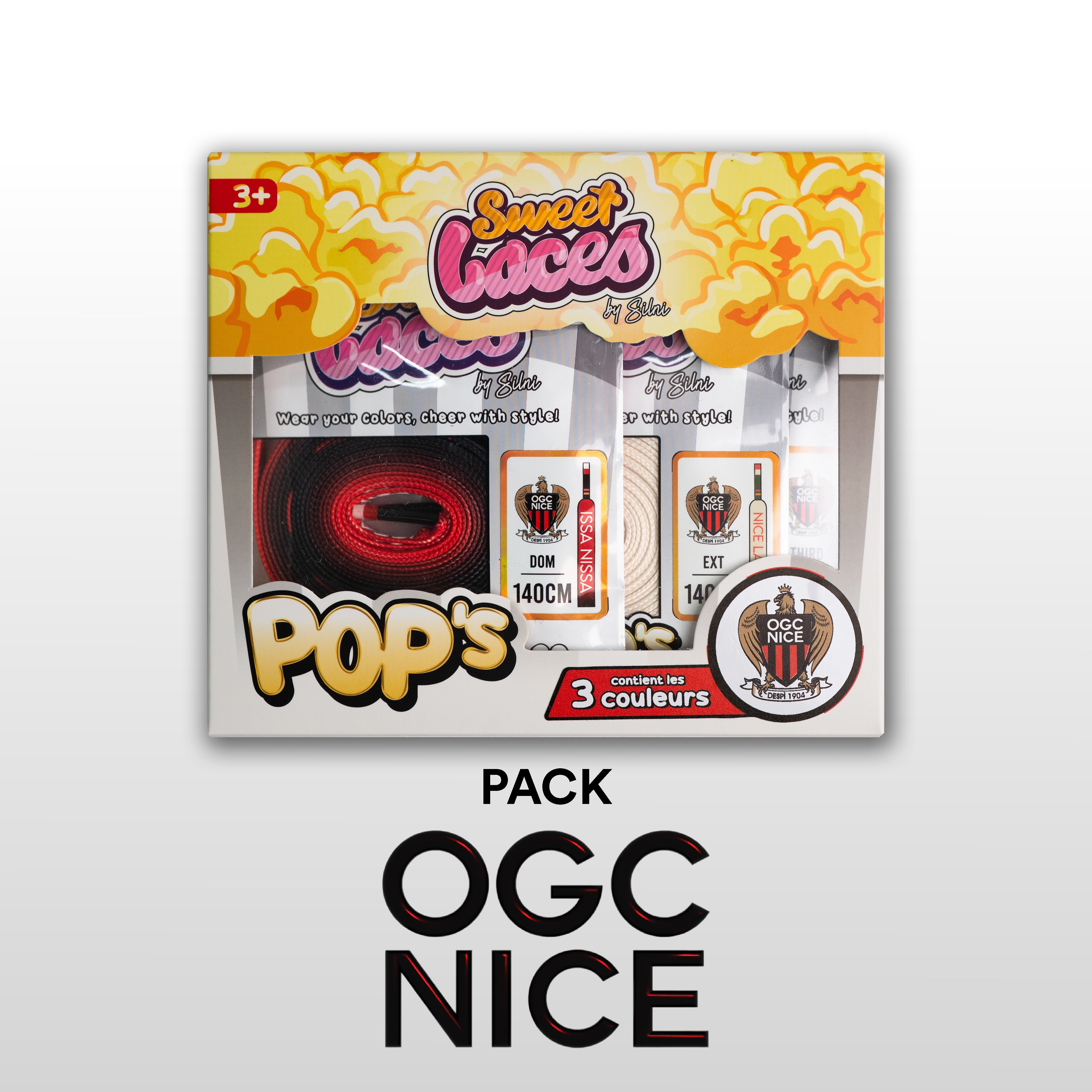 POP'S Pack – OGC Nice (3 offizielle Schnürsenkel)